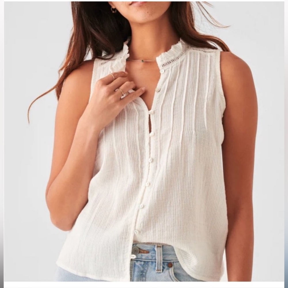 Faherty Willa Sleeveless Ruffle Top - Small